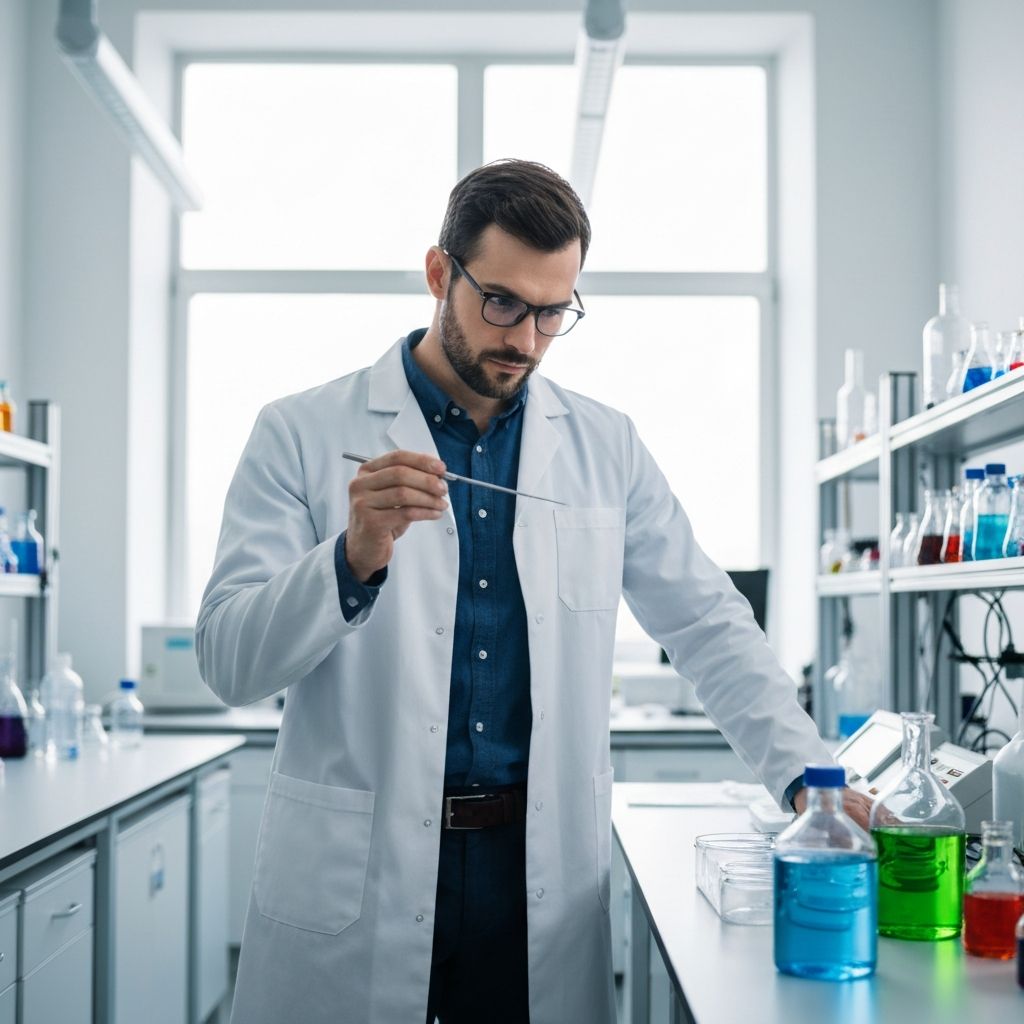 Expert scientist analyzing materials